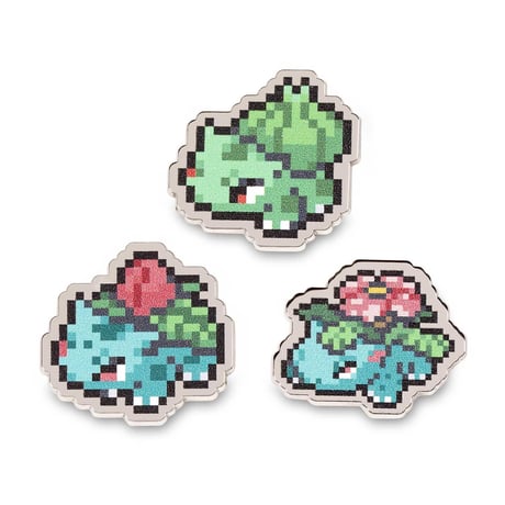 Pokémon Center Exclusive Bulbasaur, Ivysaur, and Venusaur Pixel Pin