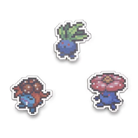 Pokémon Center Exclusive Oddish, Snakesnake, and Rafflesia Pixel Pin