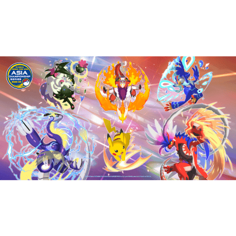 Asian Games venue exclusive Regional League Tournament original (Paldaea starter trio, Pikachu, Corydon, and Miridon) sleeves (64 pieces)