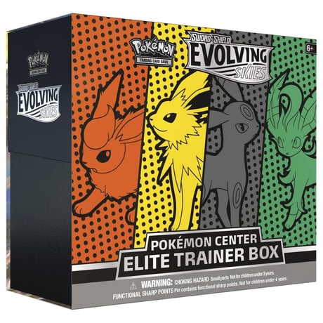 ポケモンカード Evolving Skies Pokémon Center Elite Trainer Box 【リーフィア・ブラッキー・サンダース・ブースター】