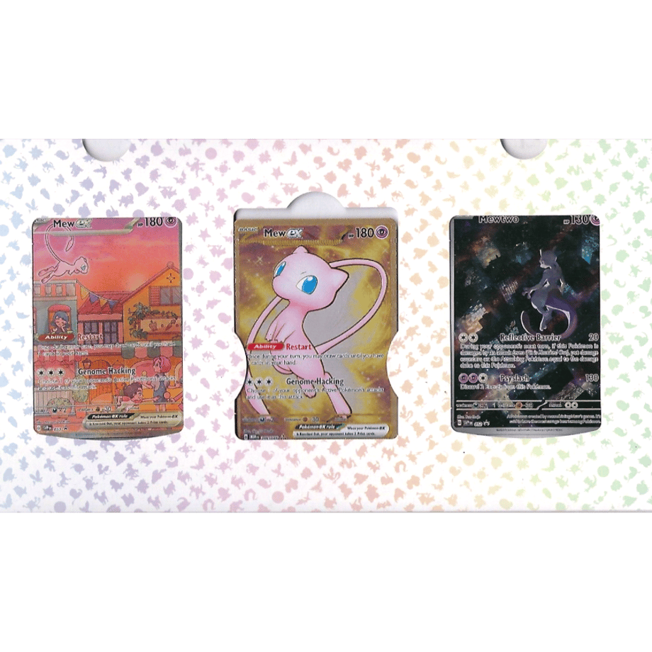 Pokemon Card Mew ex SAR (unopened promo) & Mew ex UR (metal card) & Mewtwo AR (unopened promo)