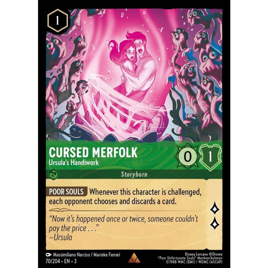 LORCANA 呪われたマーフォーク【レア】 / Cursed Merfolk (Ursula's Handiwork) - 70/204-EN-3