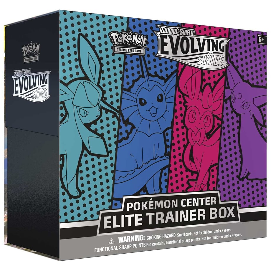 【箱潰れ】ポケモンカード Evolving Skies Pokémon Center Elite Trainer Box 【エーフィ・シャワーズ・ニンフィア・グレイシア】