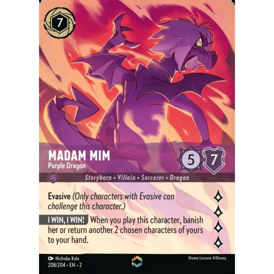 LORCANA マダム・ミム【エンチャンテッド】 / Madam Mim (Purple Dragon) - 208/204-EN-2