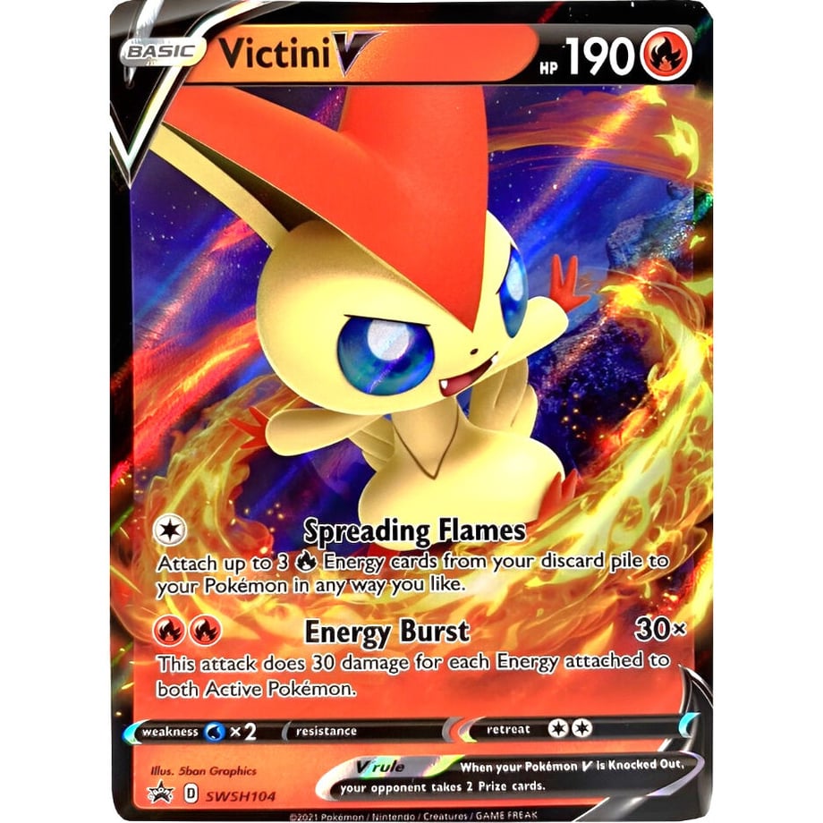 ビクティニV(ひろがるほのお)【P】 / Victini V - Sword & Shield Promo Cards (SWSH104)