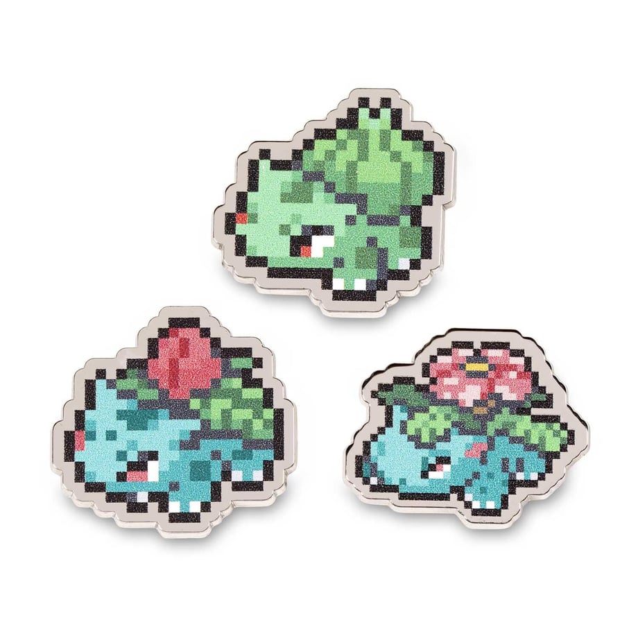 Pokémon Center Exclusive Bulbasaur, Ivysaur, and Venusaur Pixel Pin