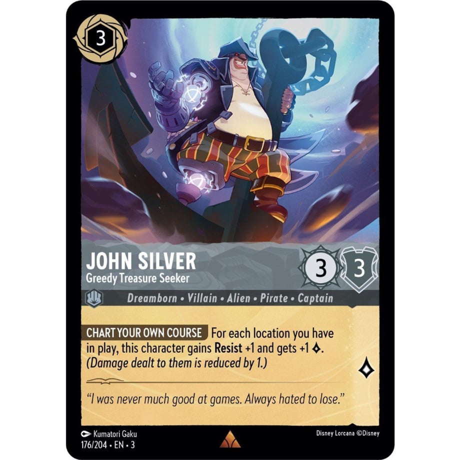 LORCANA ジョン・シルバー 【レア】 / John Silver (Greedy Treasure Seeker) - 176/204-EN-3