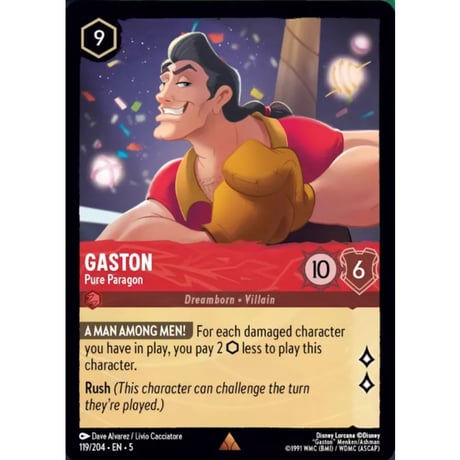 LORCANA Gaston [Rare] / Gaston (Pure Paragon) - 119/204-EN-5