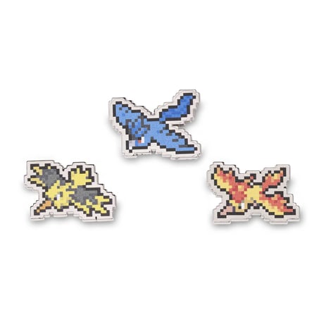 Pokémon Center exclusive Thunder, Fire, and Freezer pixel pin