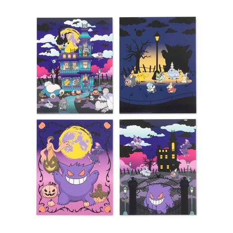 [Corner may be bent] Pokemon Center exclusive Halloween poster (set of 4)