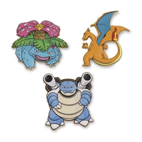 Pokemon Center Exclusive Deluxe Series Venusaur, Charizard, and Blastoise Pin Box Set