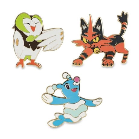 Pokémon Center exclusive: Dartrix, Litten, and Oshawott pins