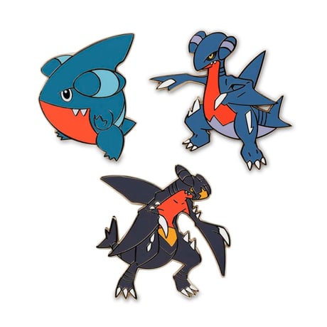 Pokémon Center exclusive Gible, Gabite and Gabrielle pin