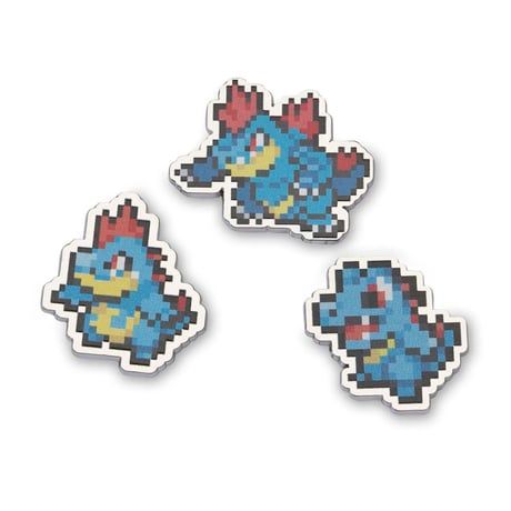 Pokemon Center Exclusive Waninoko, Alligator, and Feraligatr Pixel Pin