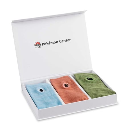 Overseas Pokémon Center exclusive Squirtle, Charmander, and Bulbasaur socks (set of 3, one size for adults)