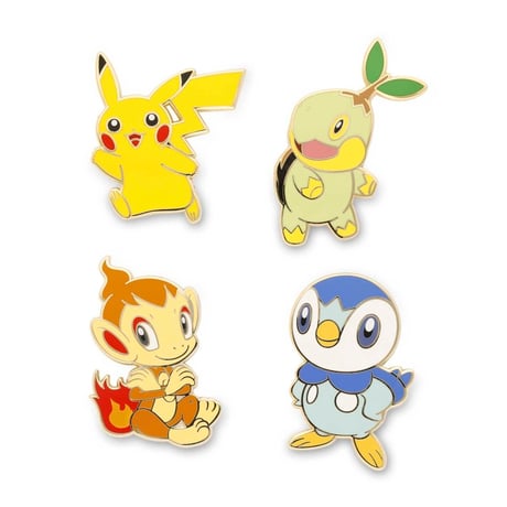 Pokemon Center exclusive Pikachu, Turtwig, Hikozaru and Piplup pins