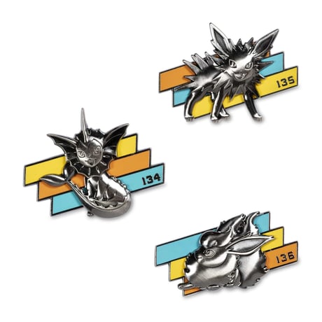 Pokemon Center Exclusive Vaporeon, Sanders, and Flareon Better Together Pin