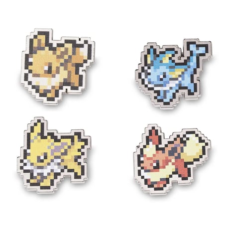 Pokemon Center Exclusive Eevee, Vaporeon, Jolteon, Flareon Pixel Pin