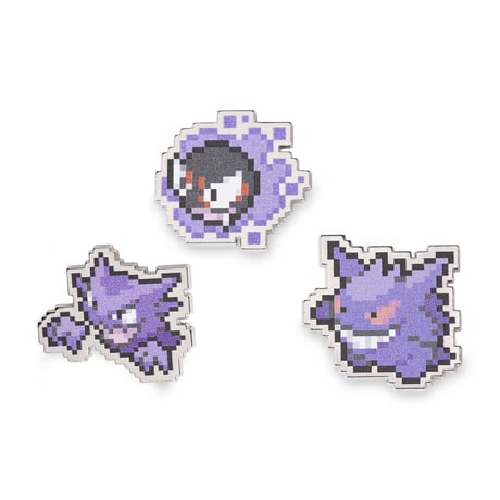 Pokémon Center Exclusive Gastly, Ghost and Gengar Pixel Pin