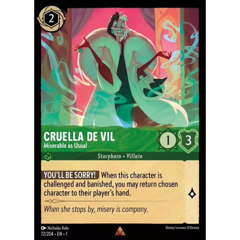 LORCANA Cruella [Rare] / Cruella de Vil (Miserable As Usual) - 72/204-EN-1(Foil)