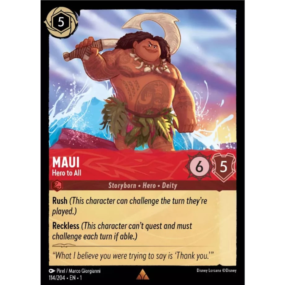 LORCANA マウイ【レア】 / Maui (Hero to All) - 114/204-EN-1(Foil)