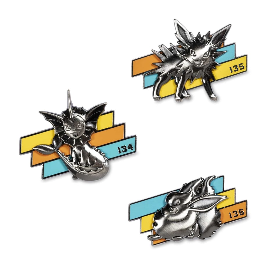 Pokemon Center Exclusive Vaporeon, Sanders, and Flareon Better Together Pin