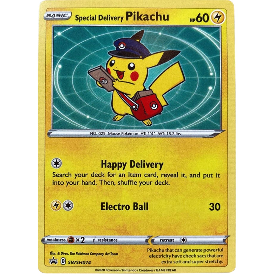 スペシャル デリバリー ピカチュウ【海外限定絵柄】 / Special Delivery Pikachu - Sword & Shield Promo Cards （SWSH074）