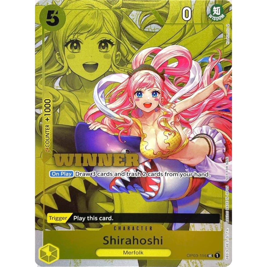 English version One Piece card Shirahoshi Tournament Winner Promo / Shirahoshi WINNER (English OP03-116)