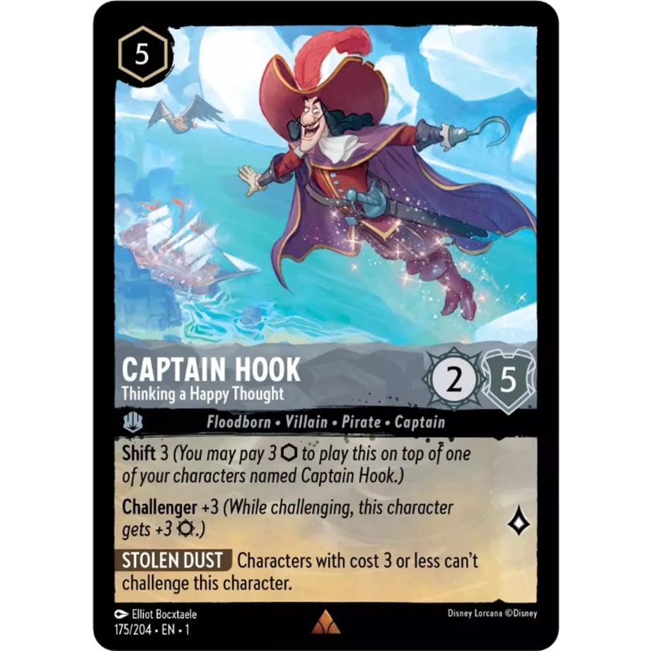 LORCANA フック船長【レア】 / Captain Hook (Thinking a Happy Thought) - 175/204-EN-1(Foil)