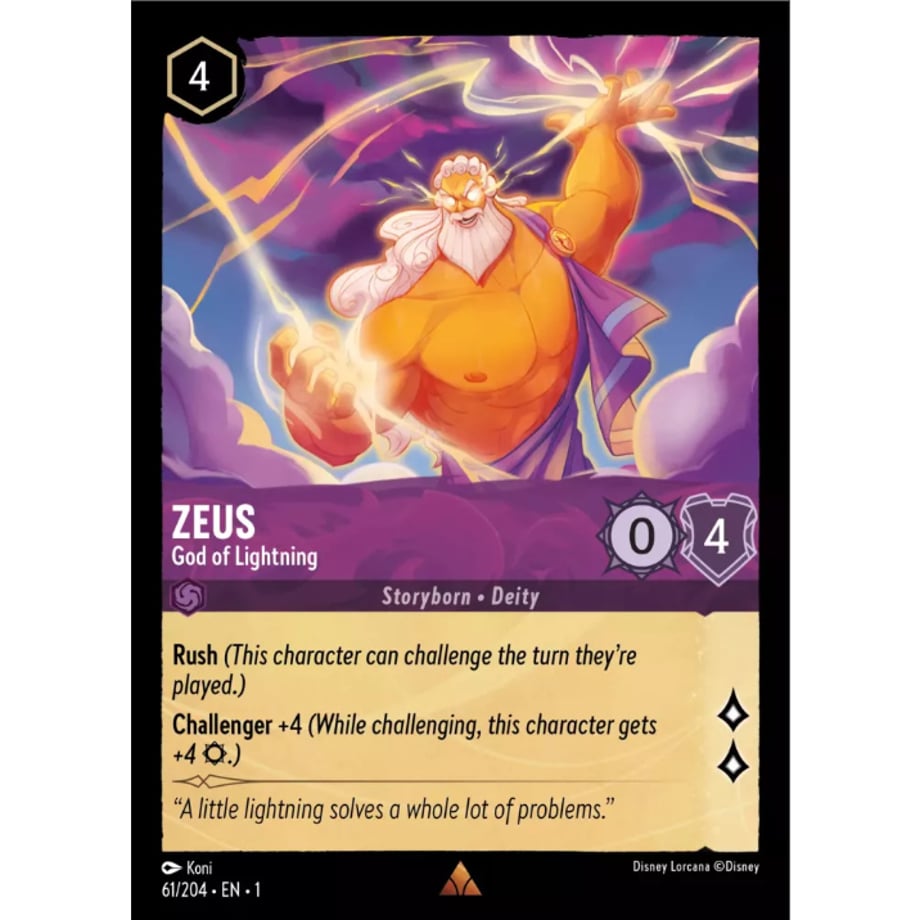 LORCANA Zeus [Rare] / Zeus (God of Lightning) - 61/204-EN-1