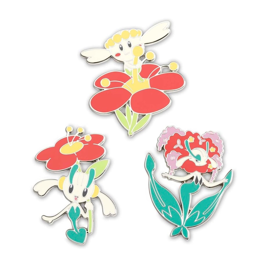 Pokémon Center Exclusive Flabebe, Flaette, and Flages Pin