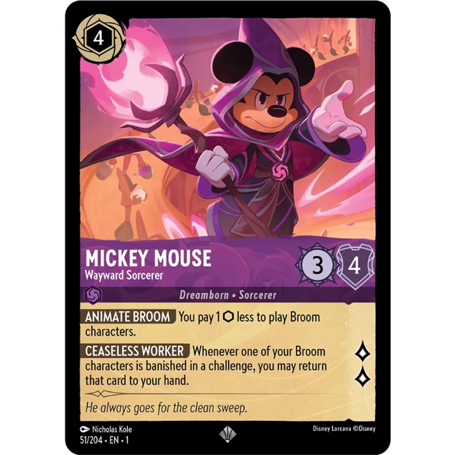 LORCANA ミッキーマウス【スーパーレア】 / Mickey Mouse (Wayward Sorcerer) - 51/204-EN-1(Foil)