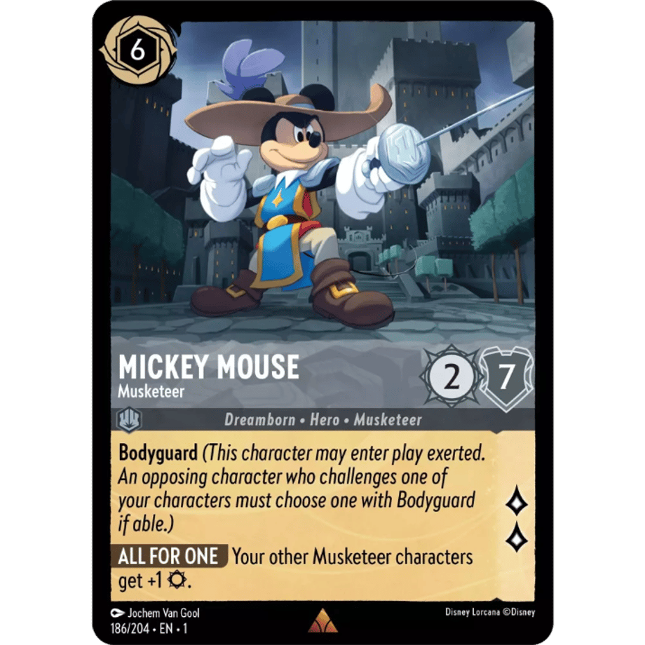 LORCANA ミッキー・マウス【レア】 / Mickey Mouse (Musketeer) - 186/204-EN-1(Foil)