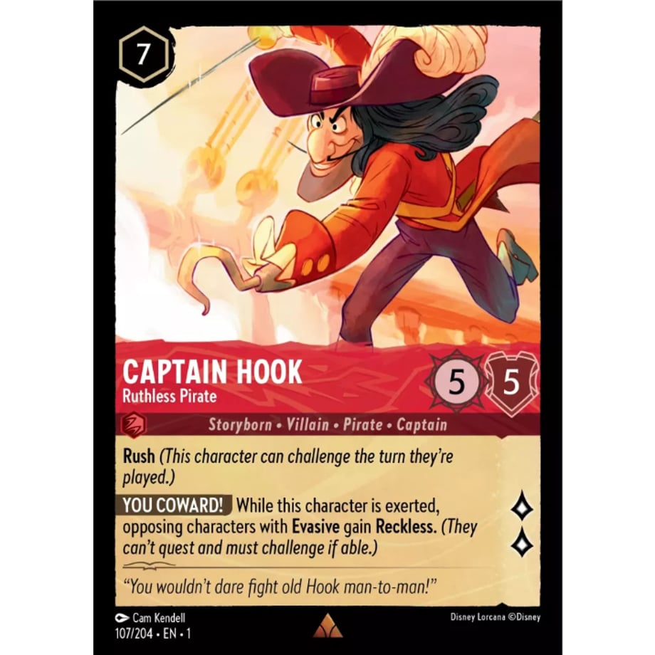 LORCANA Captain Hook (Ruthless Pirate) - 107/204-EN-1(Foil)