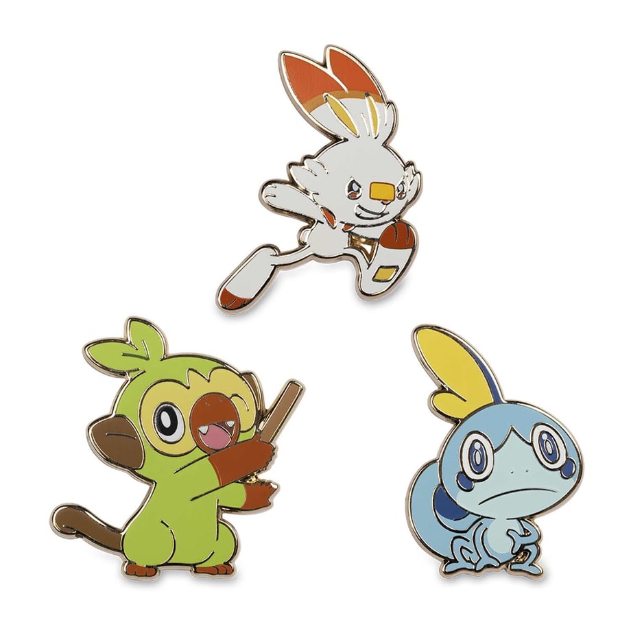 Pokémon Center Exclusive Grookey, Scorbunny and Sobble Pin