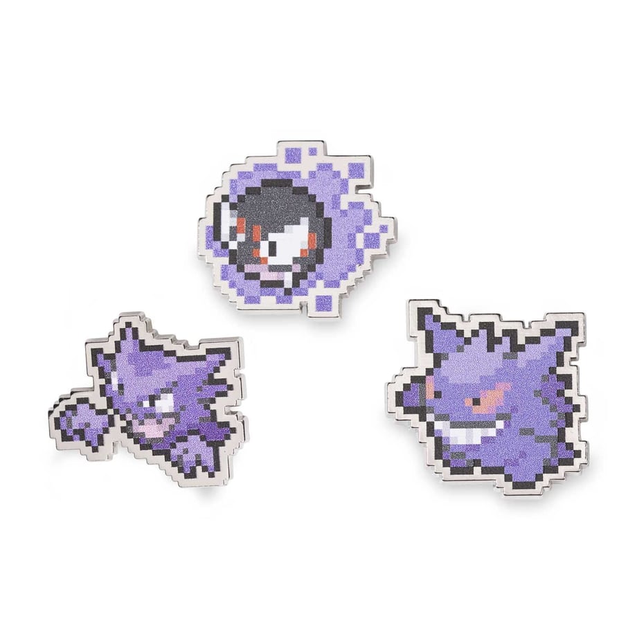 Pokémon Center Exclusive Gastly, Ghost and Gengar Pixel Pin