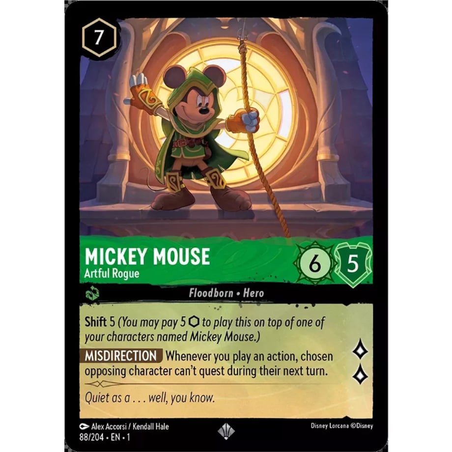 LORCANA ミッキー・マウス【スーパーレア】 / Mickey Mouse (Artful Rogue) - 88/204-EN-1(Foil)