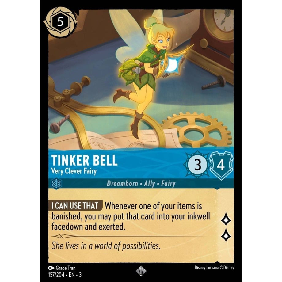 LORCANA Tinker Bell [Super Rare] / Tinker Bell (Very Clever Fairy) - 157/204-EN-3