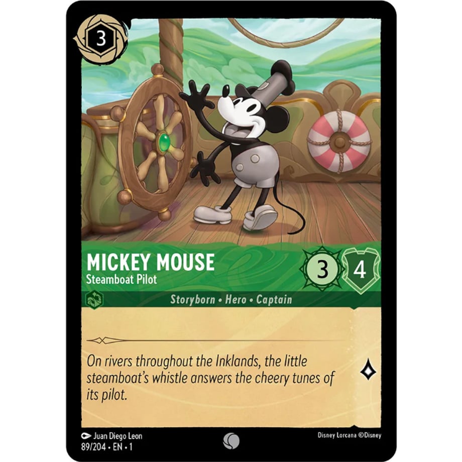 LORCANA ミッキー・マウス【コモン】 / Mickey Mouse (Steamboat Pilot) - 89/204-EN-1(Foil)